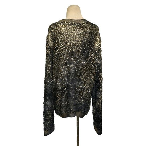Avant Toi black gold metallic distressed-effect sweater size XL - Picture 2 of 12